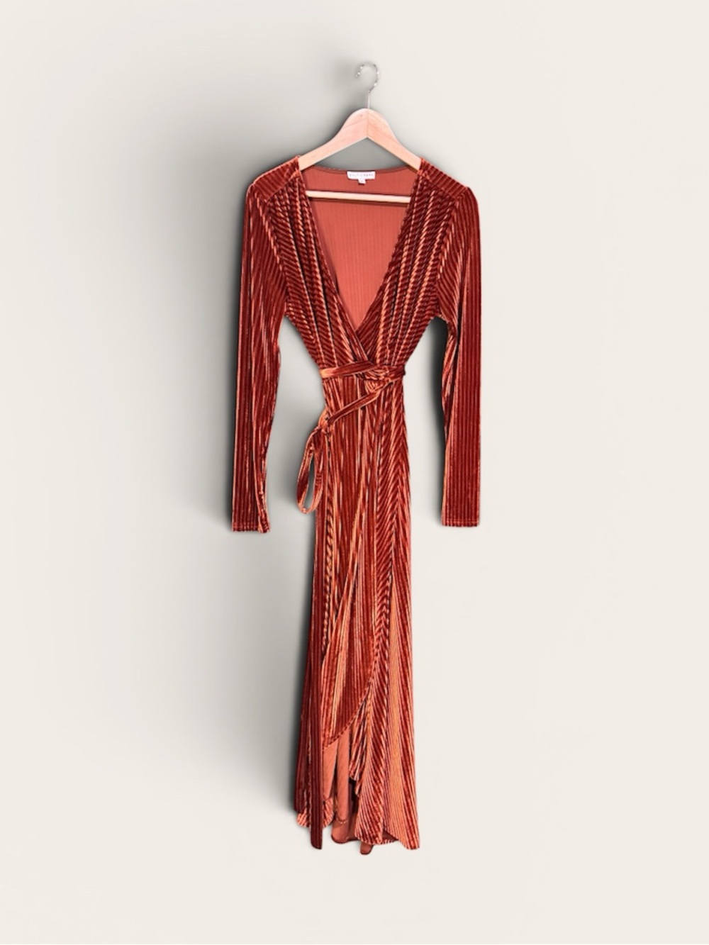 Baltic Born Jada Ribbed Velvet Maxi Dress in Copper